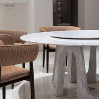 Table de restaurant en marbre travertin naturel, la plus populaire de Modernluxury, pour 6 personnes, salle à manger, table de salle à manger en marbre poli