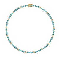 Ensemble collier et bracelet tennis plaqué or avec pierres CZ blanches et turquoise bleue, style mode pour femme