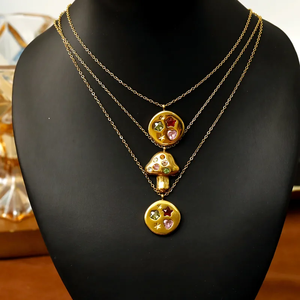 Collar geométrico de circón de acero inoxidable chapado en oro de 18 quilates de lujo con nueva cadena de cuerda 12 meses de piedra natal 18 meses de garantía - Product Image 1