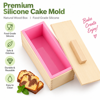 Moule à gâteau en silicone rectangulaire avec cadre en bois, moules à gâteau réutilisables pour la cuisson du pain et des desserts, logo personnalisé OEM