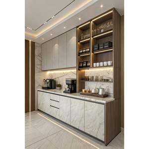 Conception de cuisine modulaire moderne avec des armoires élégantes en bois massif MDF et chêne, éclairage doux et finition haut de gamme pour des maisons élégantes - Product Image 3