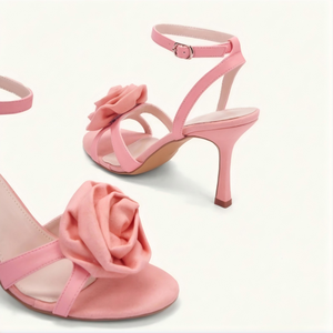 صنادل نسائية مثيرة باللون الوردي بكعب عالٍ 9 سم، مفتوحة من الأمام، كعب رفيع، إغلاق بحزام أمامي/خلفي، مقدمة مستديرة، موضة صيفية للخارج - Product Image 5