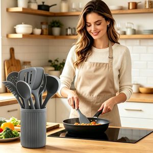 Ensemble d'ustensiles de cuisine en silicone durable de qualité supérieure, résistant aux hautes températures, 11 pièces, avec spatule, cuillère à soupe, outils de cuisson - Product Image 6