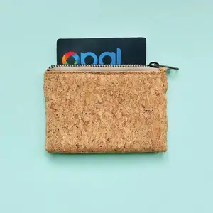 天然环保素食软木硬币包带拉链软木袋钱包袋回收零币包