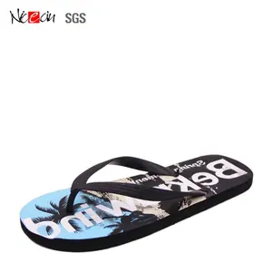 Nicecin OEM logosu siyah baskılı terlik plaj serin erkek flip flop