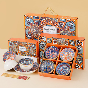 Bol rond en céramique de style bohème marocain, assiette ovale en porcelaine, vaisselle, plat de dîner, ensemble de vaisselle - Product Image 4