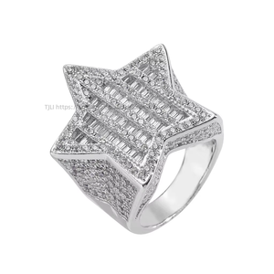 Hip Hop <b>Ring</b> Pentagram Square Zirconium Round Zircon Micro-<b>set</b> Men's Hip Hop <b>Ring</b> - Product Image 5