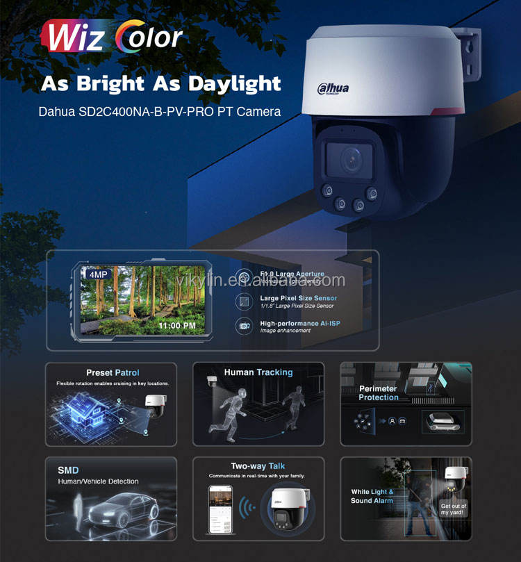Dahua SD2C400NA-B-PV-PRO 4MP Wizcolor PT Camera for Home Security