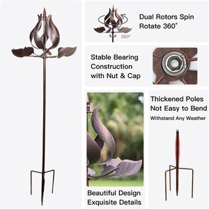 2026 Bán Buôn Vườn Nguồn Cung Cấp Cổ Đồng Mộc Mạc Vườn Đầy Màu Sắc Hoa Sen Gió Spinners Cối Xay Gió Kim Loại Gió Spinner - Product Image 2