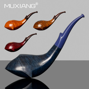 Muxiang Briarwood Tobacco Pipe Bent Type 9mm Filter Solid Wood Smoking Pipe For Men - Product Image 1