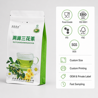 Sachet Doypack Personnalisé pour Tisane, avec Fermeture Zip, Qualité Alimentaire, Motif Tasse à Thé Botanique, OEM, Marque Privée, Vente en Gros