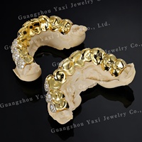 Grillz dentaire haut de gamme avec grandes pierres 8 VVS, en argent 925 et or massif 9K 10K 14K 18K, certifié par un tiers, style Hip Hop unisexe