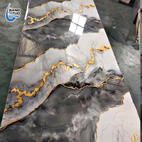 Dalle en ardoise à motif continu imitation marbre / Panneau mural et planche en PVC avec placage en fibre de bois de charbon de bambou