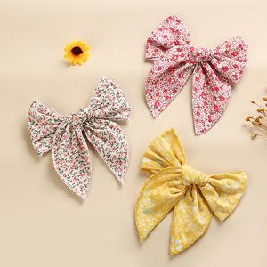 Accessoires pour cheveux printemps <span class=keywords><strong>2022</strong></span>, 6 pouces, imprimés floraux, grands nœuds de marin, pinces à cheveux pour filles d'école, fleurs en coton, pinces à cheveux en forme de nœud de conte de fées - Product Image 4