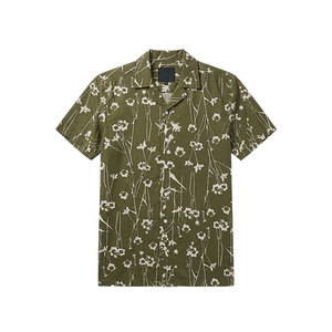 Marvellous Cost 100% Organic Cotton Print Camp Collar Short Sleeve Sustainable Abstract <b>Repeat</b> Pattern Tropical Shirts For Men - Product Image 1