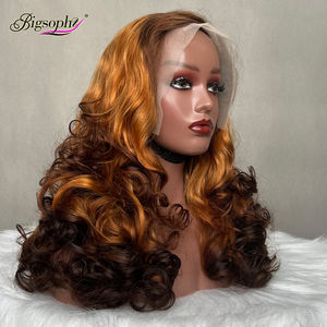 Perruques bouclées rebondissantes Ombré Super Double Drawn T4/30/4 Couleur 3 tons 18 pouces 13x4 Lace Frontale Densité 350% Funmi pour femmes - Product Image 3