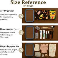 4 pochettes transparentes à fermeture éclair et sacs de voyage en plastique pour couches et cosmétiques (bleu)