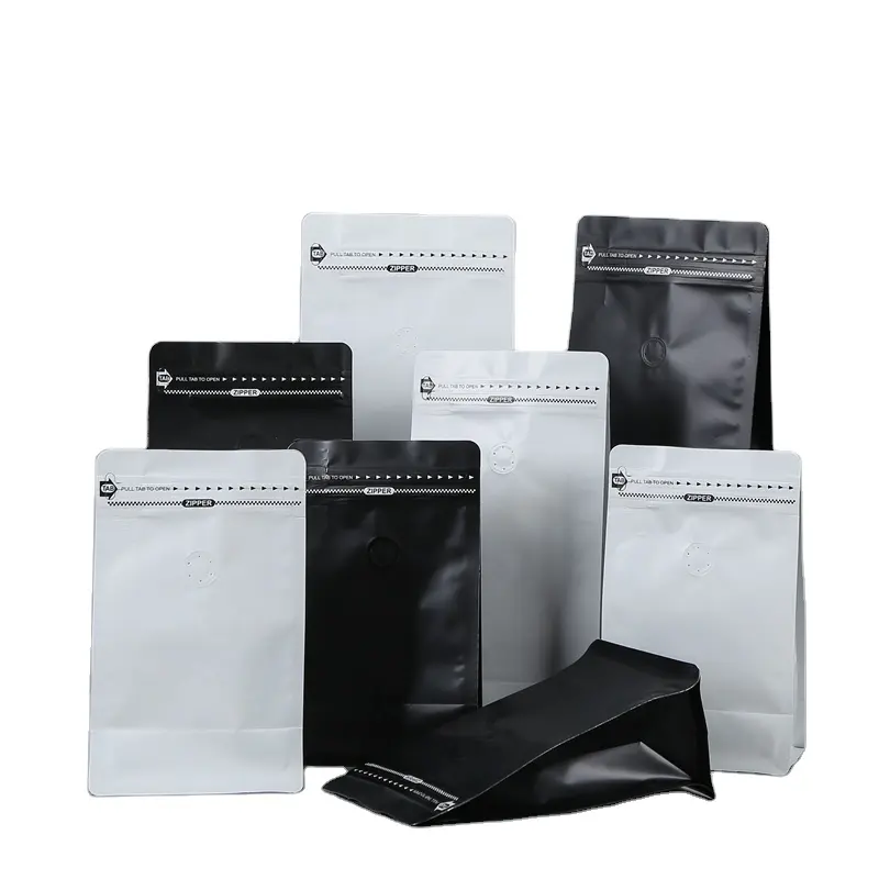 250g 340g 500g 1kg 10000g 2.5kg black flat bottom aluminum foil bolsas de cafe coffee bean bag packaging with valve shiny gold