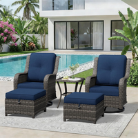 Ensemble de chaises de patio pivotantes d'extérieur en rotin, mobilier de jardin très demandé pour véranda et terrasse