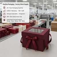 Boîte cadeau de luxe élégante en matériaux recyclés avec fenêtre, couvercle, base, doublure en éponge, poignée, fermeture magnétique, impression UV personnalisée