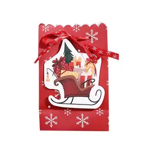 批发圣诞纸袋定制标志3D圣诞老人糖果小礼品袋
