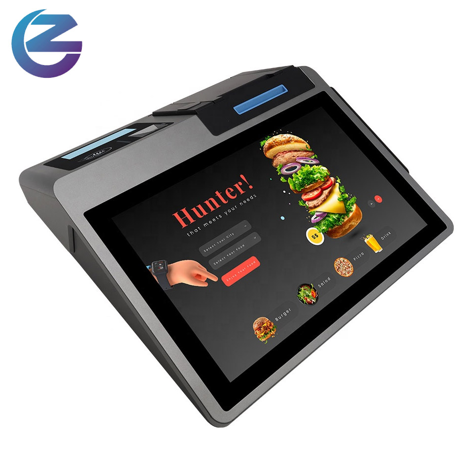 Máquina de escritorio para restaurante Z100, pantalla dual de 10,1 pulgadas, caja registradora POS con impresora y escáner