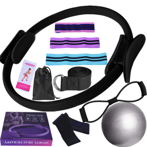 11 pièces Kit de démarrage d'exercice <span class=keywords><strong>à</strong></span> domicile barre de Pilates Portable tableau d'entraînement Kit de barre de Pilates multifonctionnel avec bandes de résistance - Product Image 2