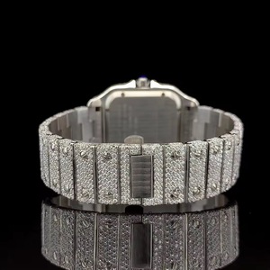 Montre élégante en acier inoxydable avec moissanite ovale, mouvement à quartz, design moderne et élégant, scintillement brillant, confort et précision. - Product Image 6