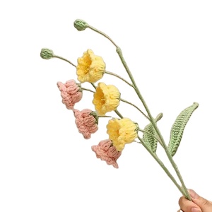 Bouquet de fleurs artificielles en coton tricoté lavable fait main, style <span class=keywords><strong>boutique</strong></span>, fleurs au crochet, lys de vallée - Product Image 1