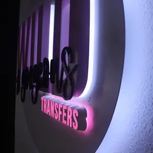 BS + özel güzellik salonu dükkanı iş adı ışıklı mektup arkadan aydınlatmalı yuvarlak LED işareti iş adı Plaques duvar tabela