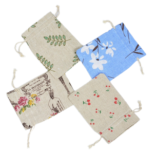 Sobres de tela de lino y algodón reciclables Midg, medicina herbaria china, bolsa de lino impresa con unidad de bolsillo de Bursa dulce, sellado de solapa - Product Image 1