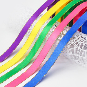Beihai Satin Ribbon 2Cm Gold Edged Wedding Gift Wrapping Ribbons For Clothing Decor - Product Image 1