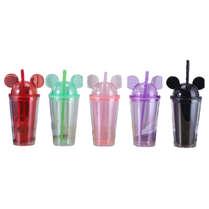 Vente en gros 16oz à double paroi en acrylique clair <span class=keywords><strong>Mickey</strong></span> & <span class=keywords><strong>Minnie</strong></span> Mouse gobelet mini style bohème avec couvercle en dôme en matière plastique - Product Image 2