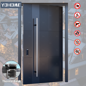 Porte d'entrée principale en aluminium gris-noir à rupture de pont thermique pour climat froid <span class=keywords><strong>du</strong></span> <span class=keywords><strong>Canada</strong></span>, fenêtre et porte en aluminium à rupture de pont thermique de sécurité - Product Image 6