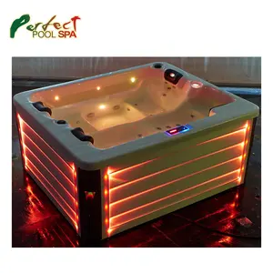 Best selling 3 adults&1 massage bathtub outdoor hot tub spa with 7 colors LED light