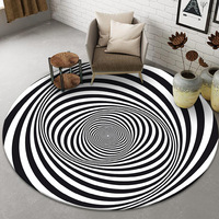 Tapis de sol rond à carreaux noir et blanc, accessoire d'illusion optique 3D en Vortex, moquette pour salon, 1 pièce
