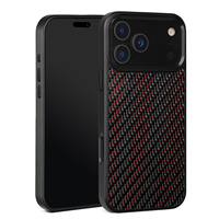 Coque de téléphone en fibre de carbone bleue et rouge forgée de haute qualité populaire pour iPhone 12 Mini 13 14 Pro 15 16 17 Pro Max avec boîte cadeau