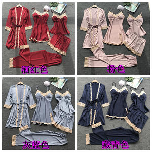 Set di 5 Pezzi Pigiama <span class=keywords><strong>Donna</strong></span> Abbigliamento <span class=keywords><strong>da</strong></span> <span class=keywords><strong>Notte</strong></span> Estivo <span class=keywords><strong>Camicia</strong></span> <span class=keywords><strong>da</strong></span> <span class=keywords><strong>Notte</strong></span> in Pizzo <span class=keywords><strong>Sexy</strong></span> Completo per Dormire Vestaglia - Product Image 5