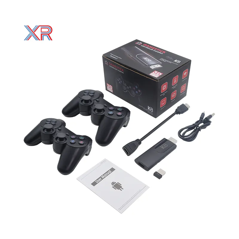 K8 Retro Classic Android Video Game Stick 4k 2.4G Wireless Console TV Dongle Built-in 38000 Game Box 3D Video Game Console