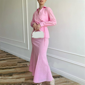Ensemble Femme Nouvelle Collection Automne 2026 : Chemise Tendance à Lacets et Jupe Plissée - Product Image 5