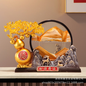 Nueva Figura de Arte Folclórico Esculpida en Resina Epoxi con Diseño de Paisaje de Calabaza China, Adorno de Arenas Movedizas para Sala de Estar, Mueble de TV, Entrada - Product Image 3