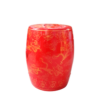 Tabouret tambour en céramique chinoise en gros avec motif de dragon doré, table d'appoint en porcelaine émaillée, modèle à motif de vase émaillé