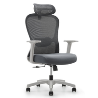 Chaise de bureau ergonomique avec tissu en maille hautement élastique, appui-tête et soutien lombaire réglables, idéale pour les études et les bureaux