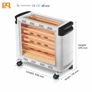 Calentador <span class=keywords><strong>de</strong></span> Cuarzo Metálico Portátil <span class=keywords><strong>de</strong></span> Calentamiento Rápido, con Termostato Ajustable, 6 Luces, Diseño Antivuelco y Protección contra Sobrecalentamiento, para Baño - Product Image 4