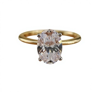 แหวนแต่งงานแบบโซลิแทร์ทรงวงรีวินเทจประดับโมอิสซาไนต์จำลอง ระดับพรีเมียมหรูหรา ได้รับการรับรองจาก GRA สองสี - Product Image 3