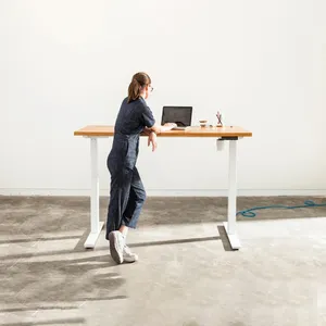 Estación de trabajo para ordenador, Base ajustable, 2 asientos, mesa de elevación, marco de oficina y soporte para sentarse