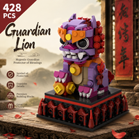Ensemble de blocs de construction Lion Chinois, 4 styles, 428-469 pièces, mini briques, Lion Gardien de la Fortune, Lion Gourmand, jouet de collection pour cadeaux