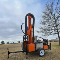 Plateforme de forage de puits d'eau profonde portable sur roues, 100m 200m, pompe à boue, compresseur d'air, plateforme de forage hydraulique de roche