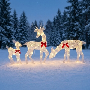 Guirlande lumineuse de Noël motif <span class=keywords><strong>rennes</strong></span>, 3 pièces, 31 pouces, 60 L, décoration extérieure, guirlande scintillante multicolore, vente en gros - Product Image 1