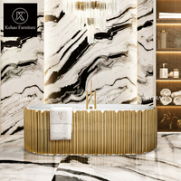 Baignoire ovale de luxe en surface solide avec robinet, baignoires cylindriques en acier inoxydable doré, baignoire autoportante en acrylique blanc